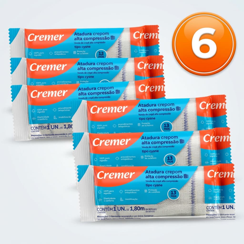 Kit 6 Unidades de Atadura Cremer Crepom Cysne 1,8Metros 13 fios