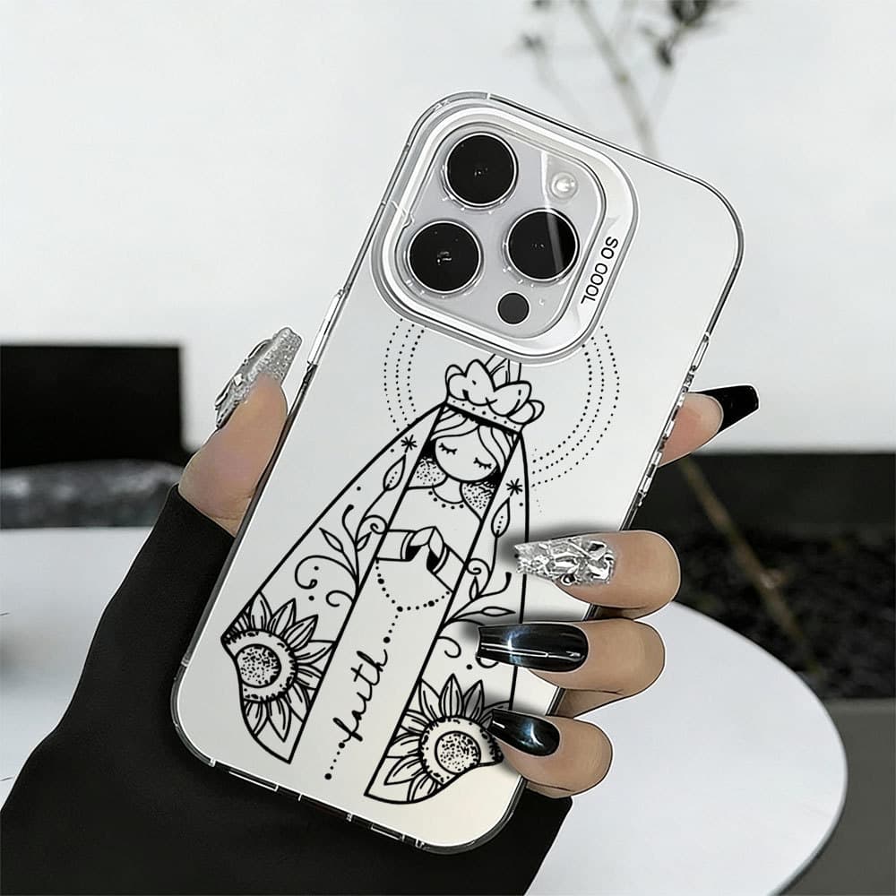 Capa de Celular Nossa Senhora Aparecida Girassol Fé Gradiente Fosco Capinhas Diferentes Para 17 16 15 14 13 12 11 Pro CY