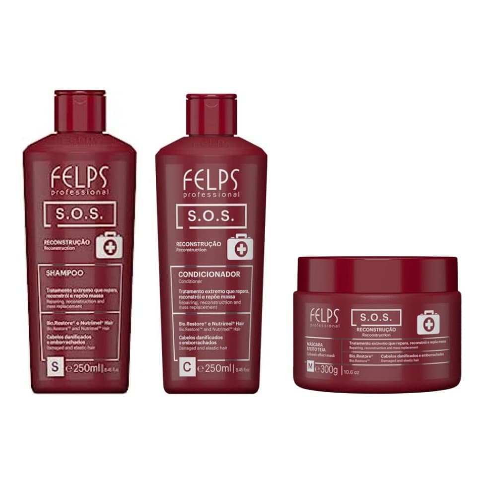 Felps Kit Home Care Sos - Shampoo + Condicionador + Máscara