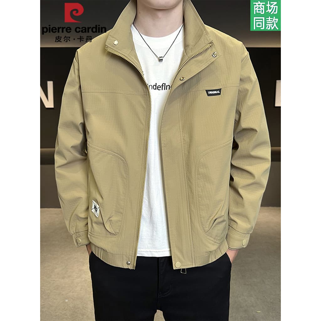 Pierre Cardan genuíno gola alta ferramentas jaqueta Casual masculina primavera outono novo estilo jaqueta masculina All-