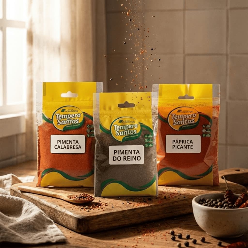 Kit Temperos Picantes 3 Sabores - Páprica Picante 50g  / Pimenta Do Reino 50g / Pimenta Calabresa 50g – Tempero Santos