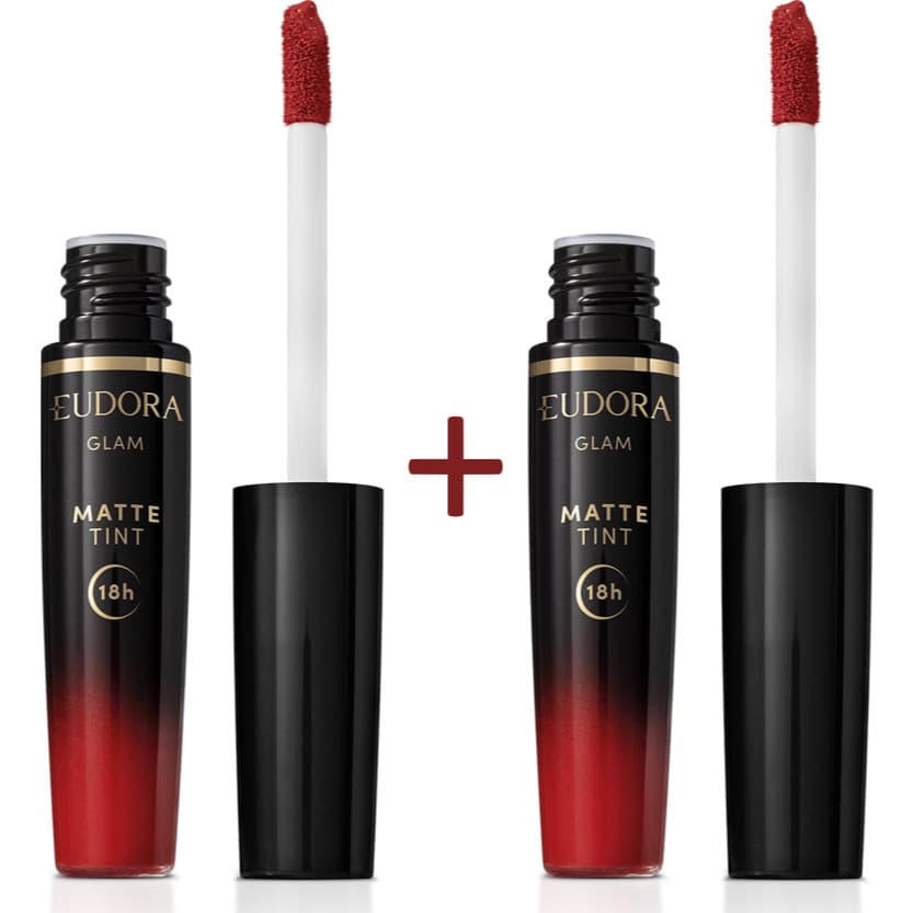 Kit com 2 Batons Líquido Vermelho Radiante Glam Matte Tint 4g Cada Eudora