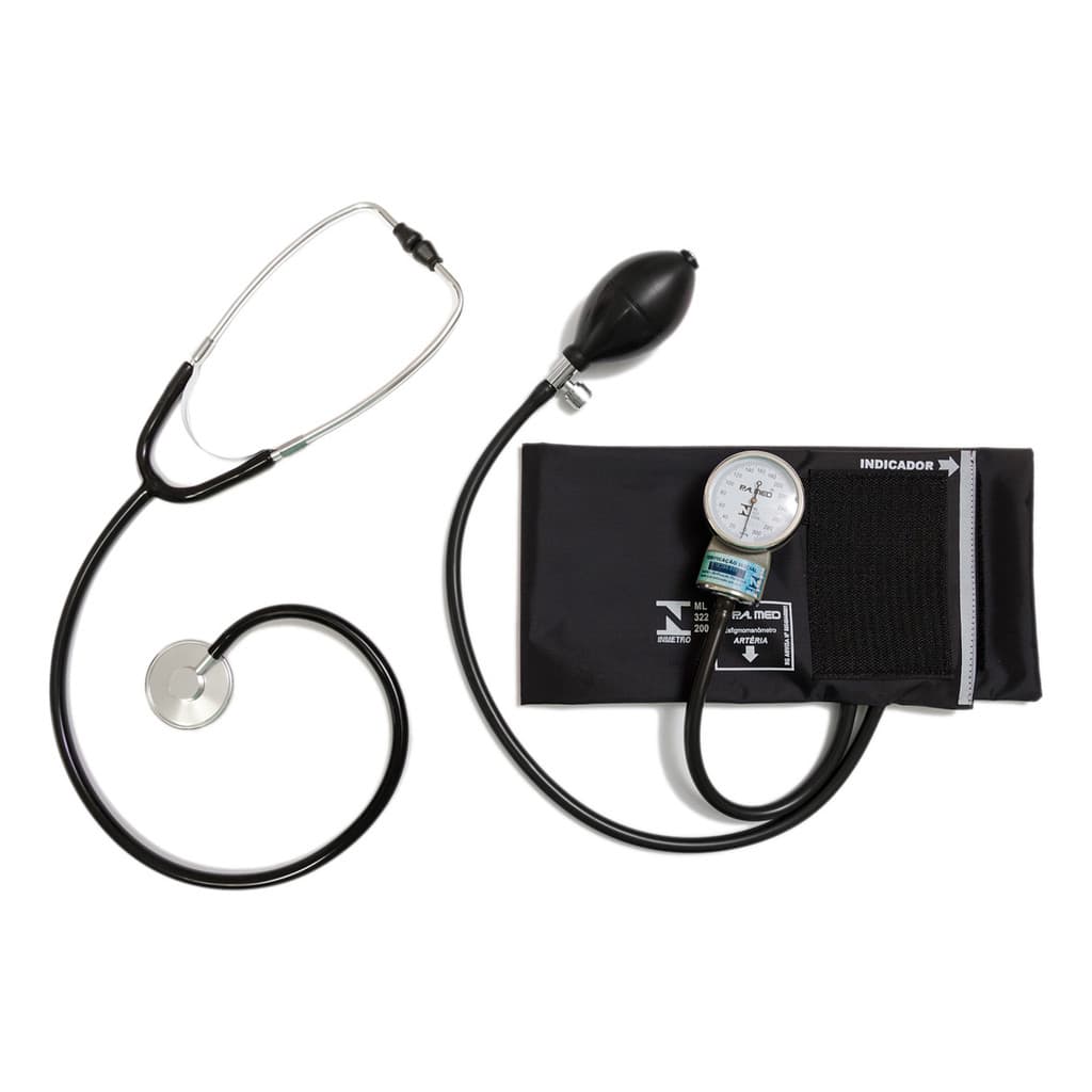 Conjunto Aparelho De Pressão Arterial Aneroide Esfigmo + Estetoscópio PAMED