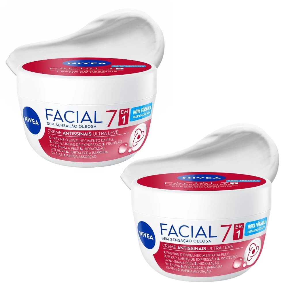 Creme Facial 7 em 1 Antissinais Ultra Leve Hidratação Profunda Uso Diário