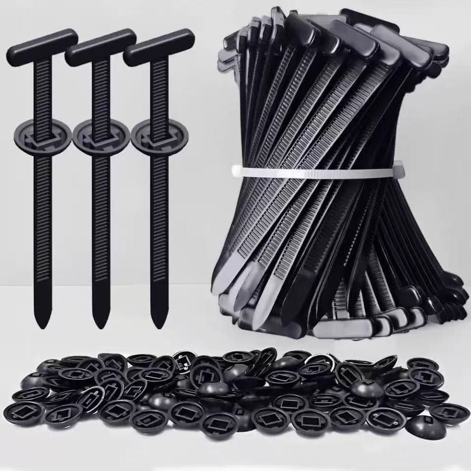 Jogo 100 Abraçadeira de Nylon Plástica Automática Tipo T Universal Fixador Multiuso Fivela Carro Moto Casa