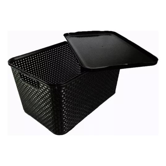 1/2 ou 3 unidades Cesto/caixa Organizador - 7,5l - Promoção Empilhável Com Tampa Quarto Banheiro Cozinha