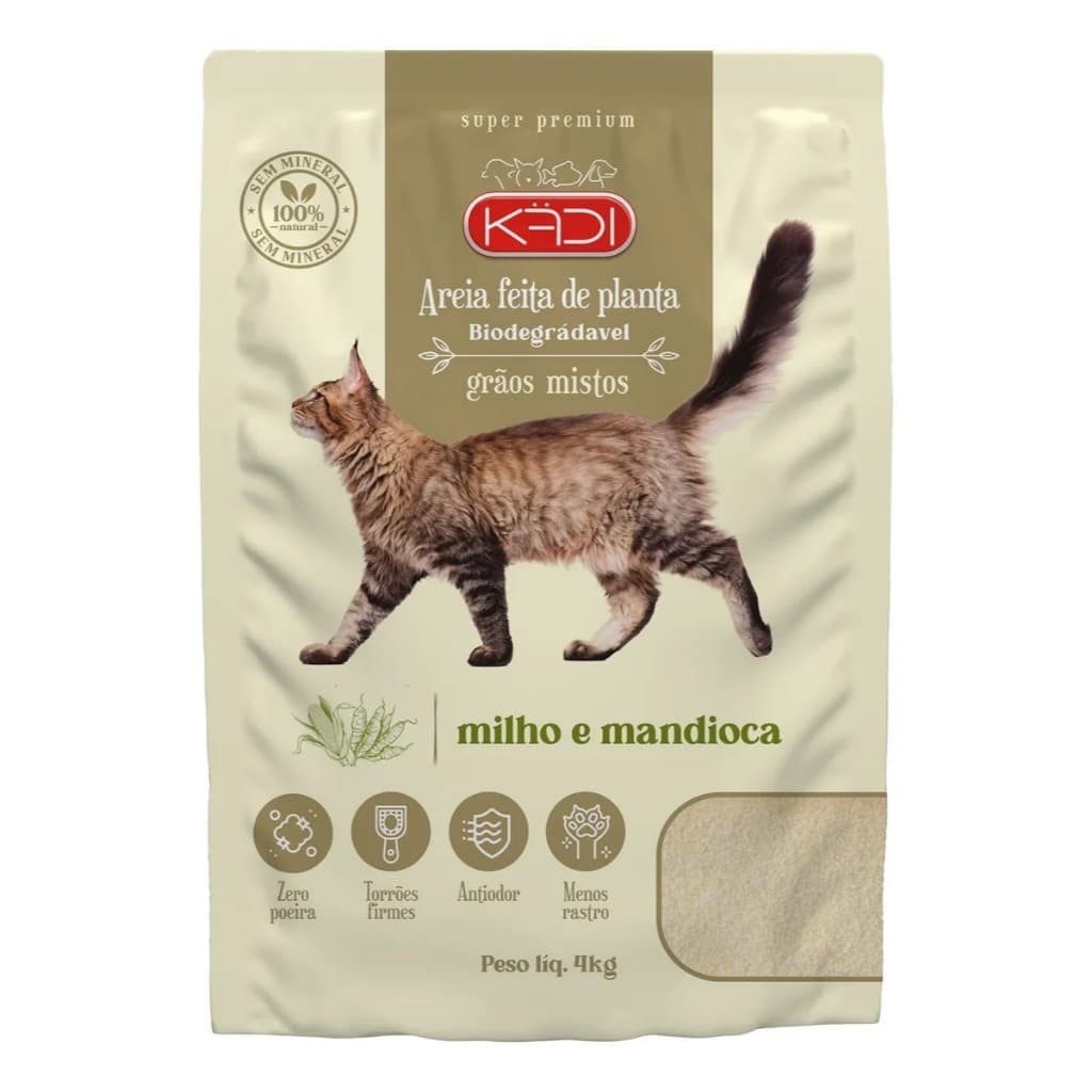Areia Sanitária Higiênica para Gatos Kadi Grãos Mistos 4Kg