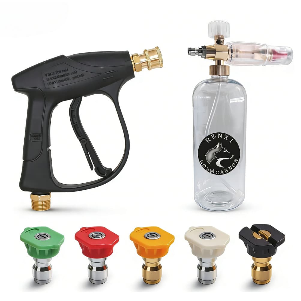 Suprimentos De Limpeza De Alta Pressão Canhão De Espuma 1L 5 Bicos De Metal M22-14 Pistola De Lavagem De Carro 1/4 " Kit