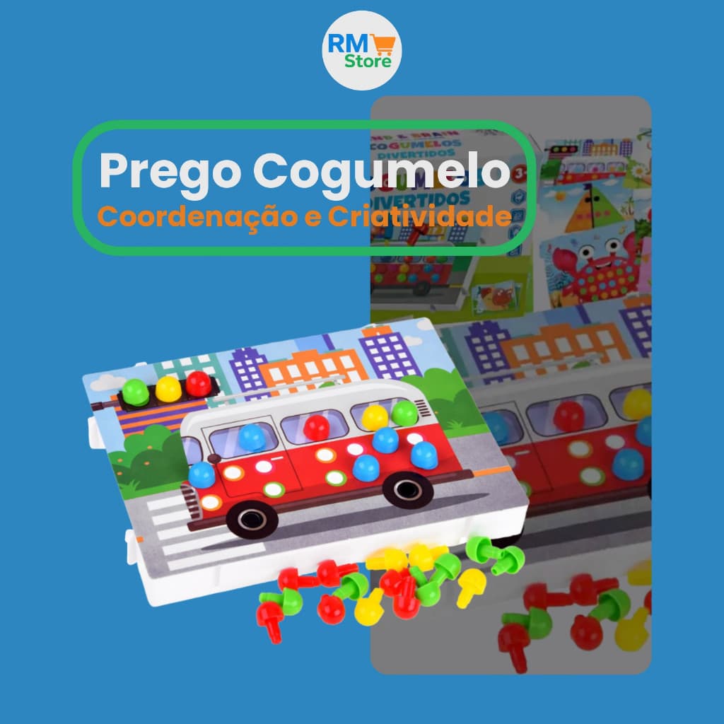 Brinquedo Educativo Prego Cogumelo de Encaixe - Coordenação e Criatividade