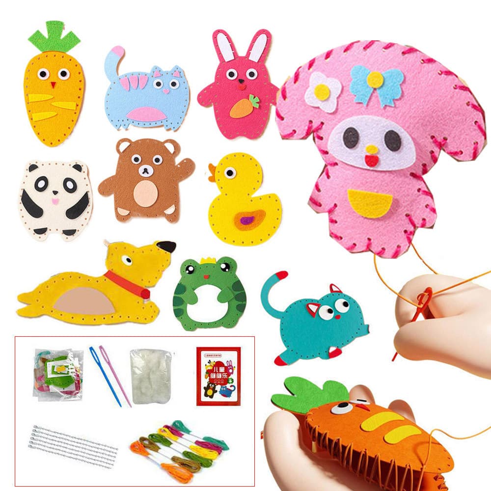 21 peças Kit de costura DIY, usado para brinquedos de animais costura brinquedos educativos infantis para treinar habili