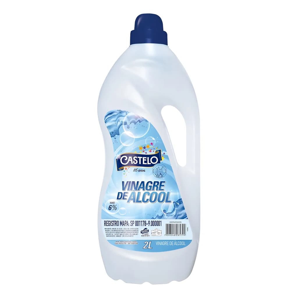Vinagre De Álcool Castelo 6% concentrado 2 Litros Original Econômico Para Tempero ou Limpeza