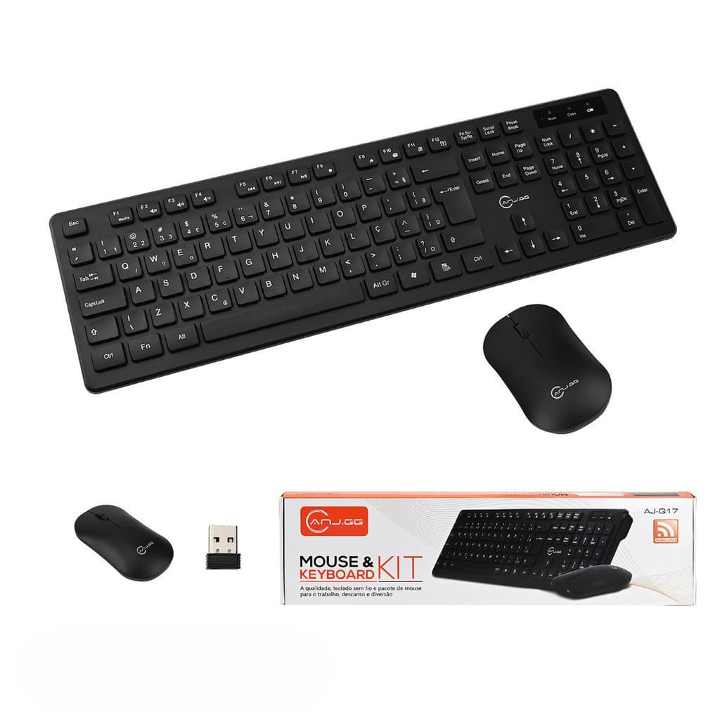 Kit Teclado e Mouse Sem Fio 2.4GHz USB | Design Slim, Silencioso, Plug & Play