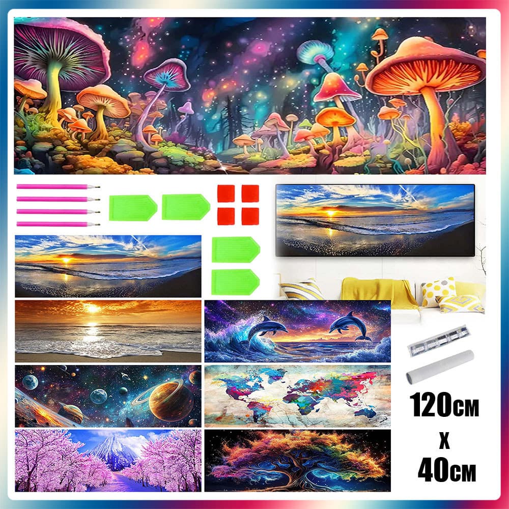 5D Rodada Diamante Pintura 120x40cm Cura Pintura à Mão DIY Número Pintura Diamante