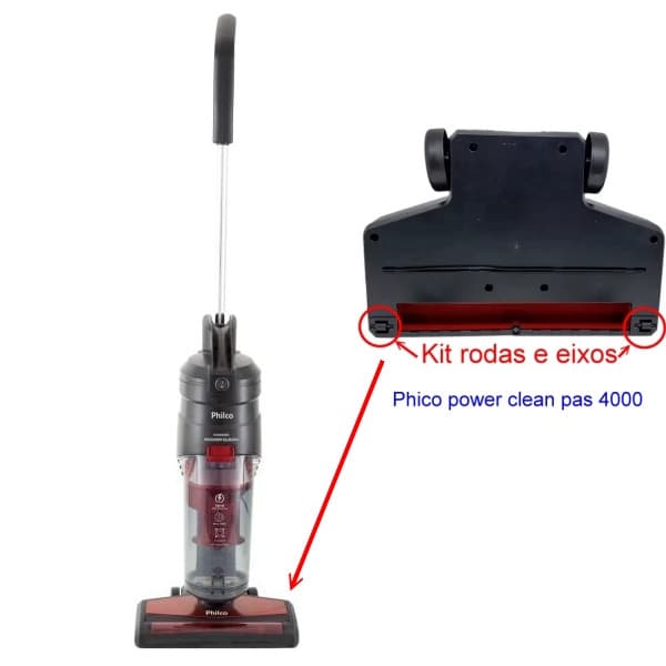 kit de rodas dianteiras e eixos Aspirador Phil power clean pas 4000