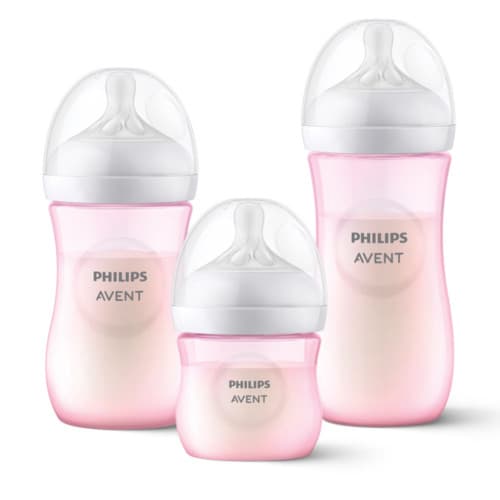 Kit 3 Mamadeiras Avent Pétala Rosa 125ml + 260ml + 330ml Mamadeira Menina Avent Kit Triplo Original