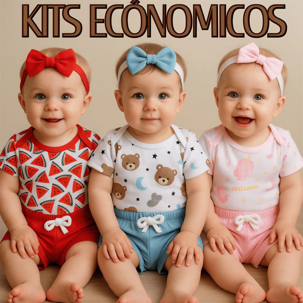 Kit Peças Roupa De Bebe Menina Enxoval Conjunto Body Temáticos e Faixa para Bebe Menina Lacinho Mesversário Algodão