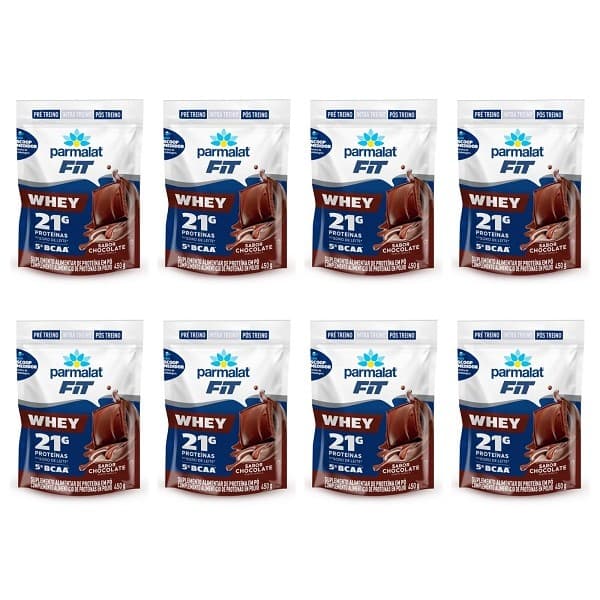 Whey Protein Pó Parmalat Energyfit Chocolate 450G - 8 Un