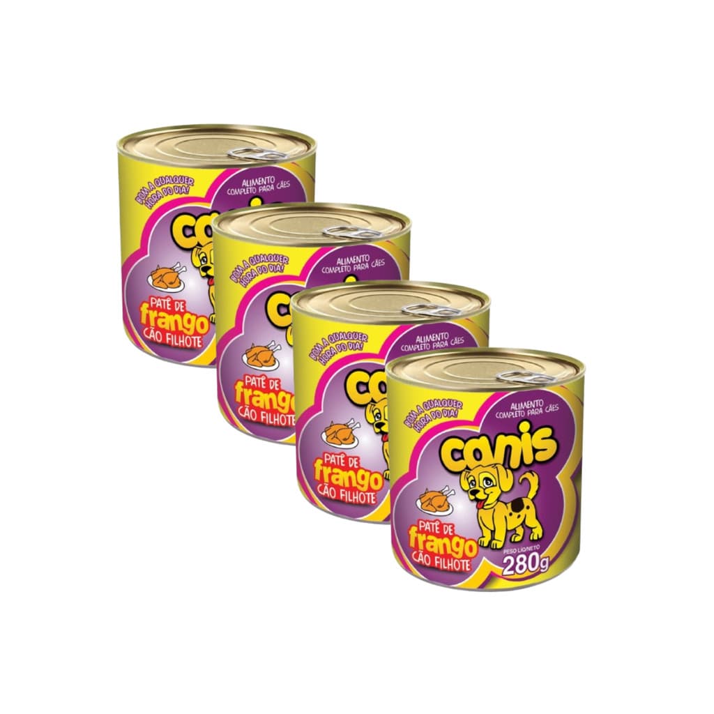 Patê Sabor Frango Ração Úmida Para Cachorro Filhote Canis 280g Kit 4 Unidades