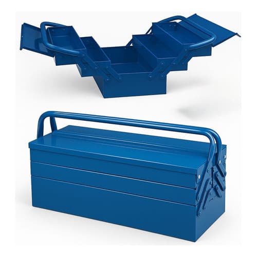 Caixa De Ferramentas Sanfonada Metálica 5 Gavetas 40cm Fecar Azul Caixa Organizar Ferramentas