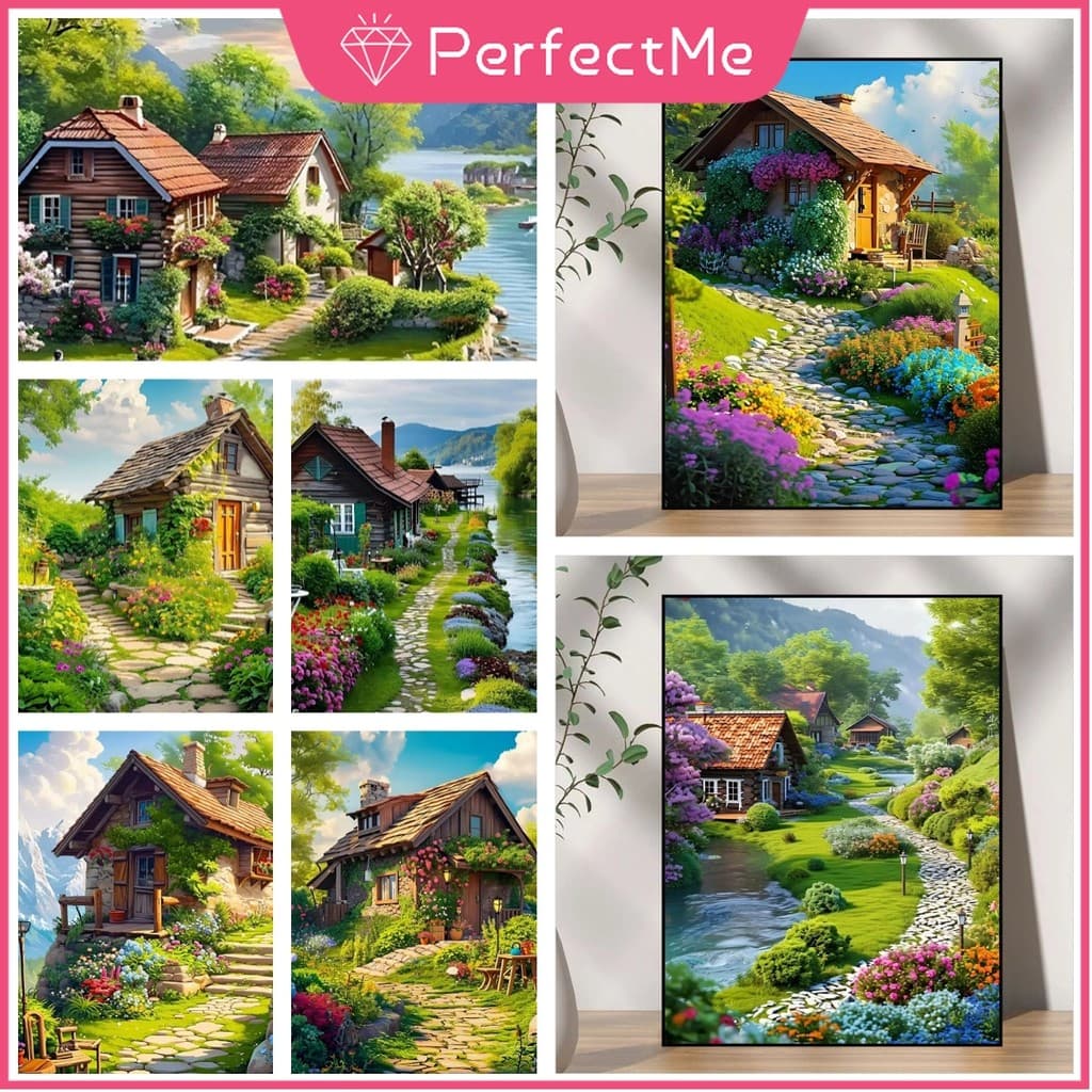 PM Lindo Cenário Cabine De Montanha 5D Pintura Diamante E Conjunto De A Óleo Digital DIY-Decoração De Arte De Parede Pre