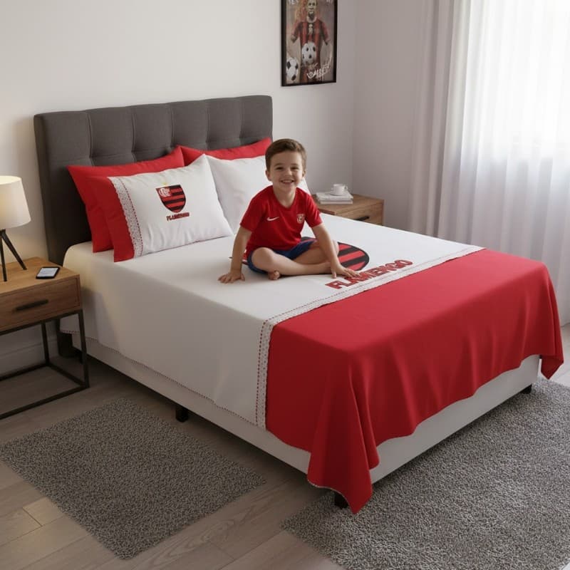 Lençol Casal Personalizado Time de Futebol Pintado Com 2 Fronhas  Jogo de Cama Casal Personalizado Torcida