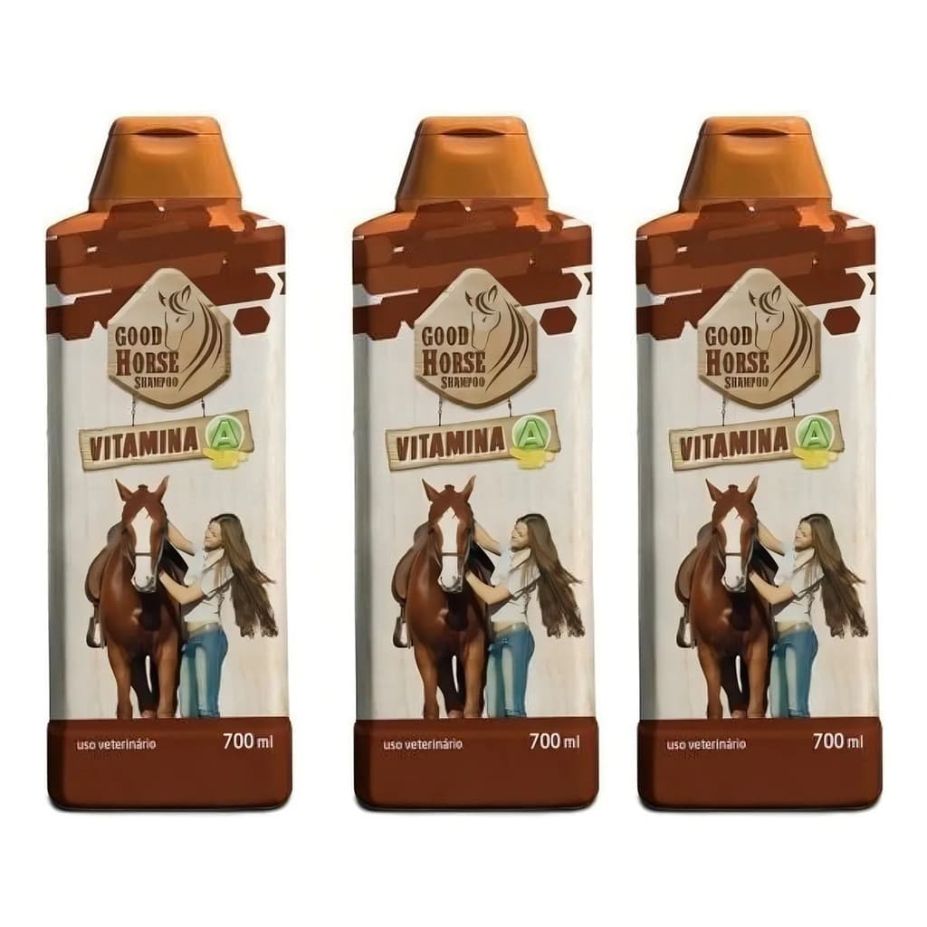 Kit Com 3 Shampoo Vitamina A Procanine Good Horse Com  700 Ml