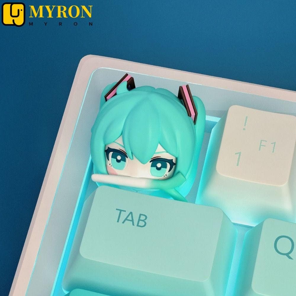 MYRON1 Teclado Mecânico Keycap , Anime Fufu VOCALOID Hatsune Miku Requintar Esc Chaveiro Figura Bonito