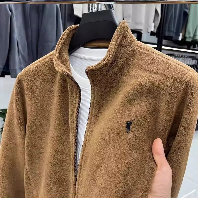 Jaqueta de lã dupla face masculina, jaqueta de lã quente para trabalho, outono inverno, forro de lã, gola alta espessada