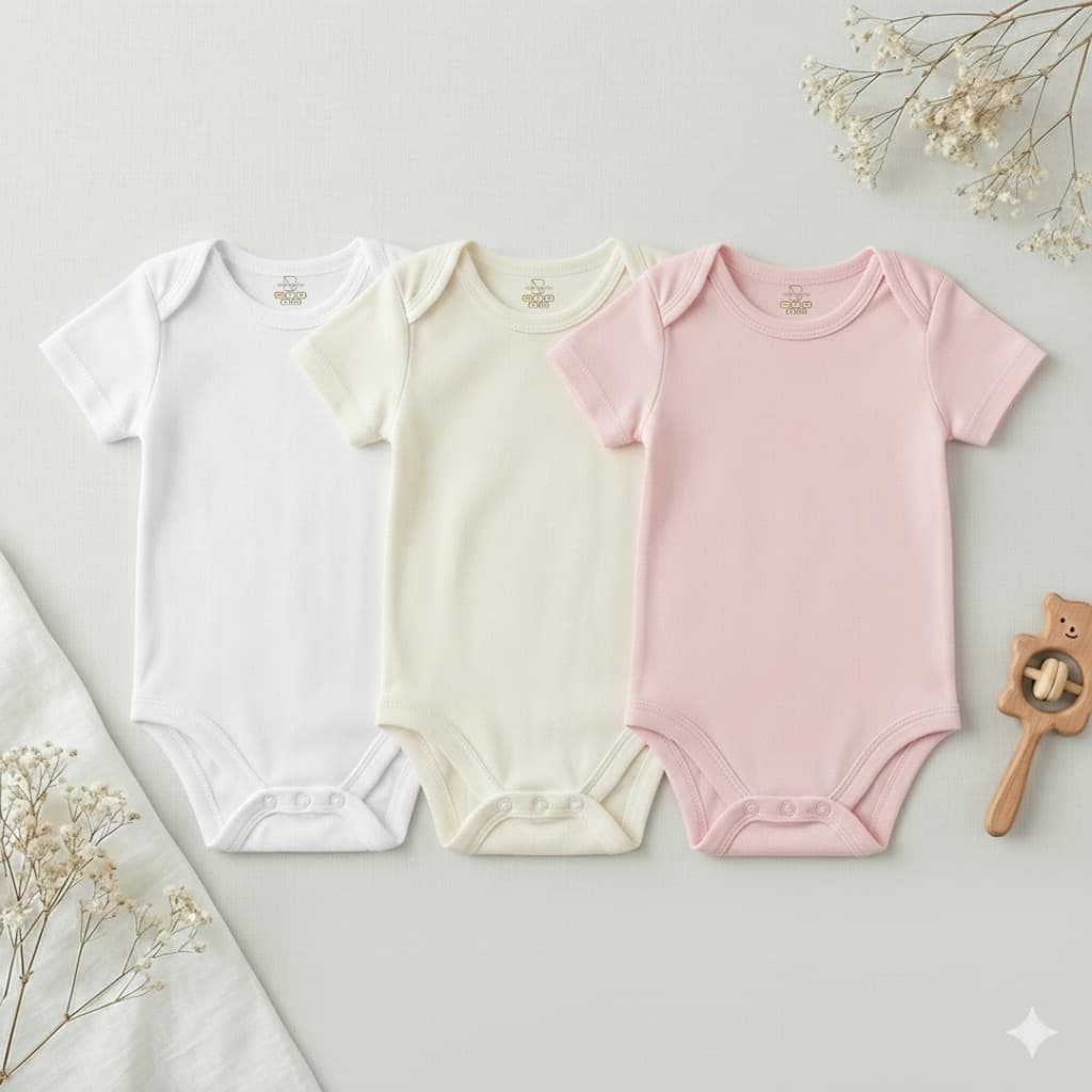 Kit 3 peças Body Bebê Manga Curta Infantil Criança Macacão Enxoval Criança Recém Nascido Rn a 1 Ano