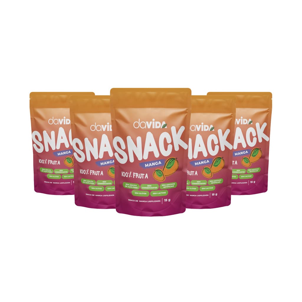 Kit 5 Snack Manga Fruta Liofilizada Davida 15g Natural Saudável
