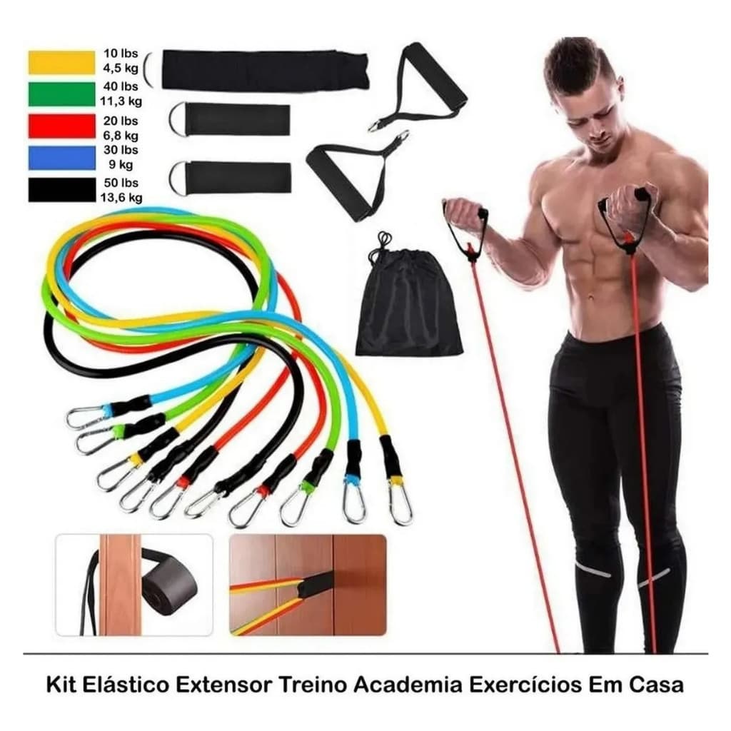 Kit 11 Power Tube Elástico Musculação Academia em Casa AIRER.BR