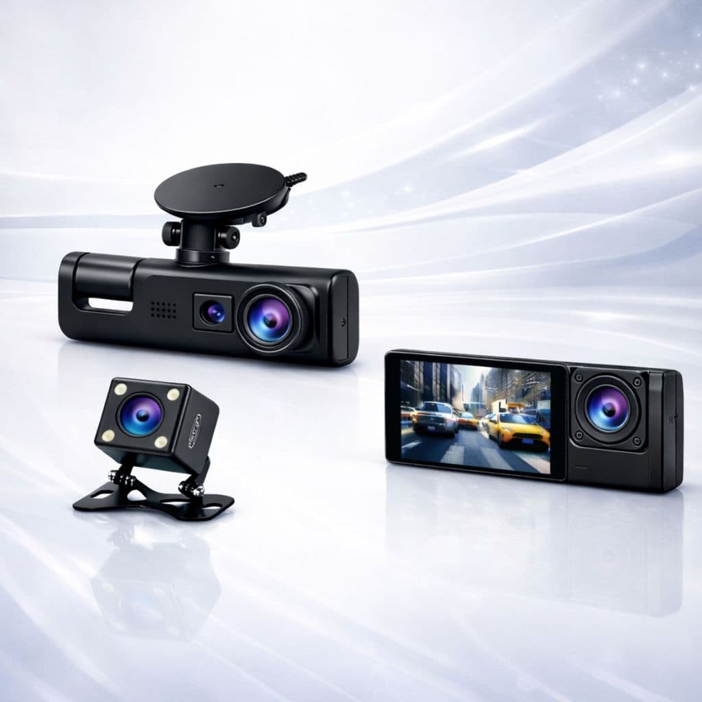 03 Câmeras Automotivas Veicular Para Carro Monitoramento Completo Com Visão Traseira Frontal Interna