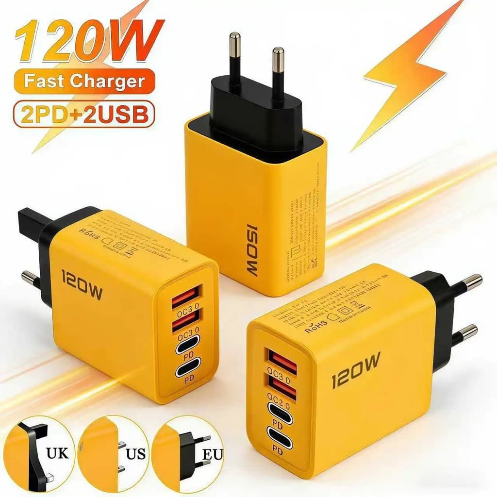 Carregador Rápido USB-C PD De 4 Portas Carga Rápida 3.0 Tipo Carregadores Multi Adaptador De Carregamento Para iPhone 16