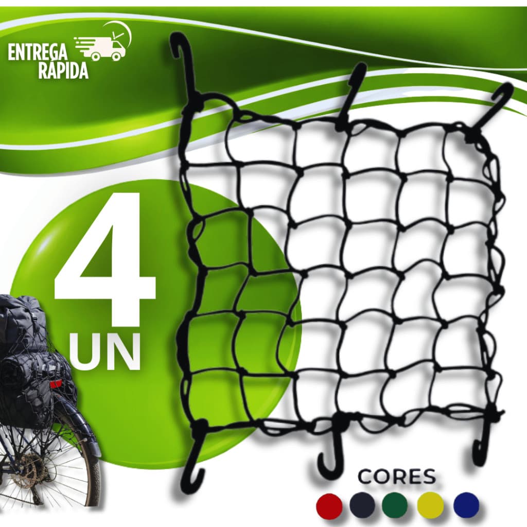 Jogo* 4/3/2/1 Rede Elástica Aranha Moto Bagageiro Capacete para Moto Banco 30x30cm 6 Gancho Cores Sortidas Redes