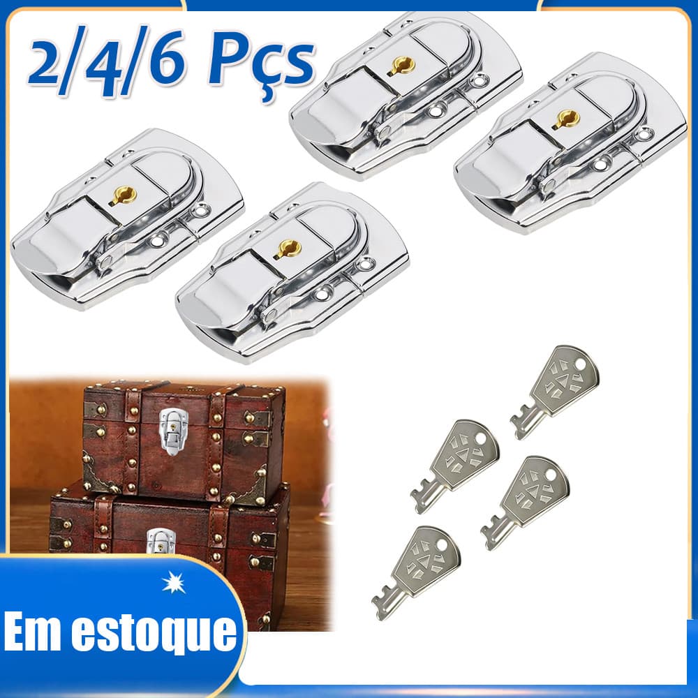 2/4/6 peças fechadura da caixa de ferramentas fechadura da caixa de ferramentas fechadura da porta com 4 chaves