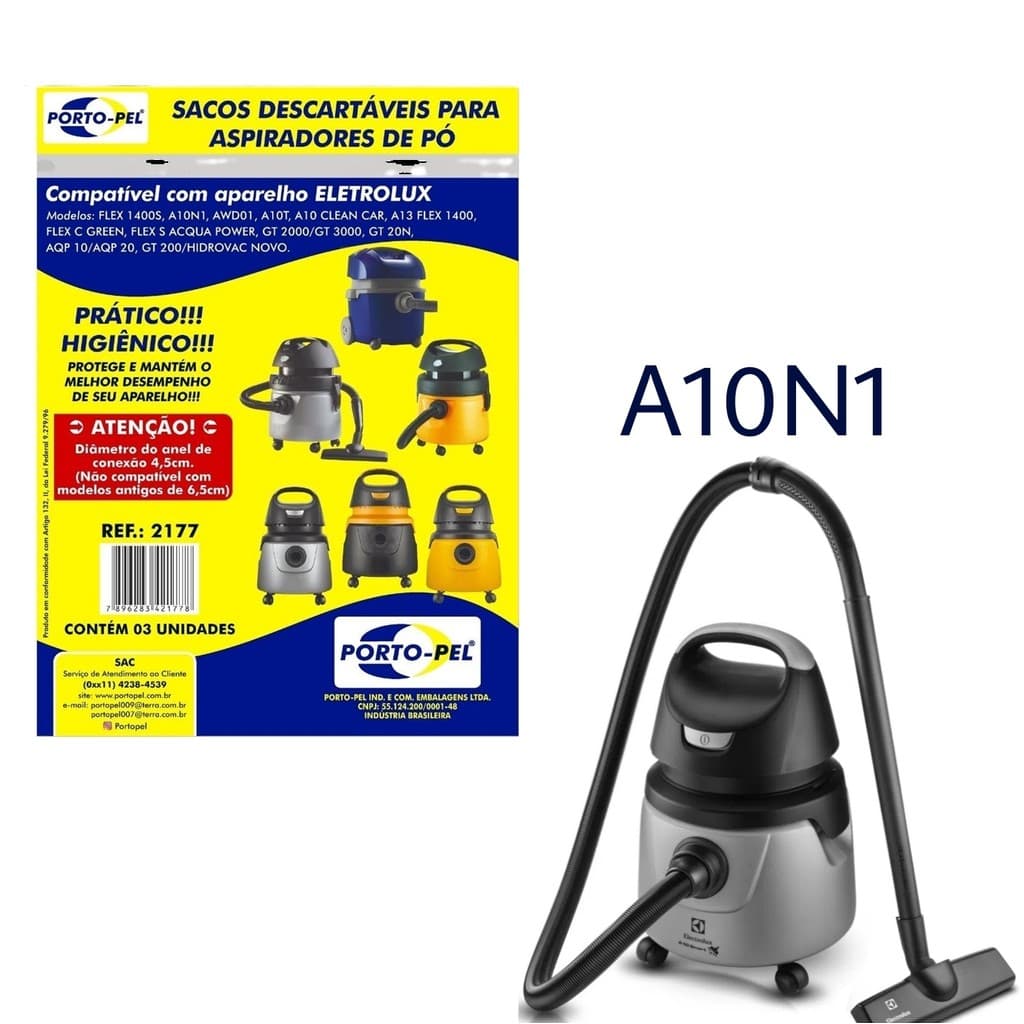 Kit 3 Sacos Aspirador de Pó Electrolux - A10N1 (2177)