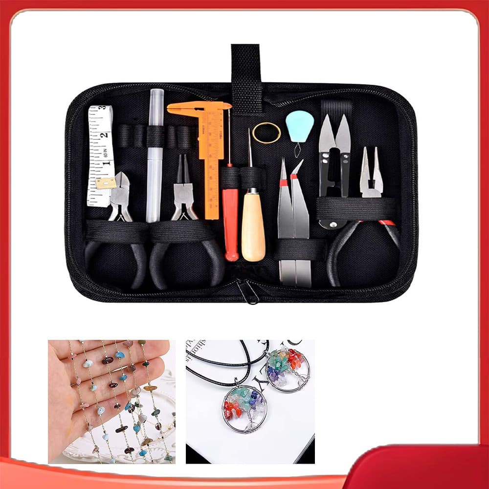 Conjunto de ferramentas para fazer joias, ferramentas de 19 peças, com caixa de armazenamento com zíper, adequado para D