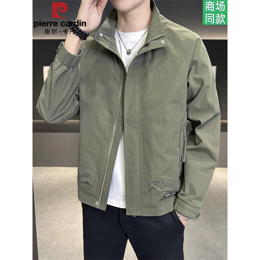 Pierre Cardan genuíno gola alta bonito jaqueta de carga masculina 2025 outono novo estilo vestido masculino jaqueta topo