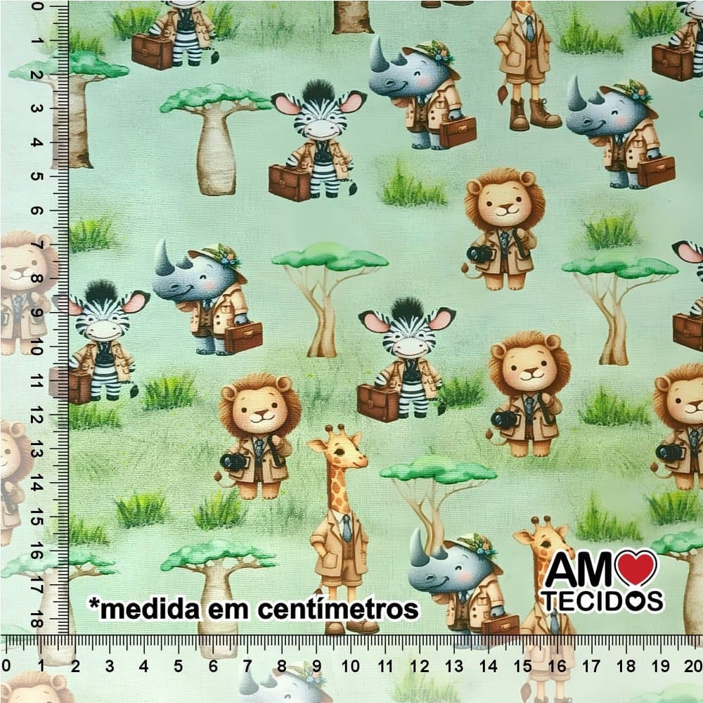 Tecido Tricoline 100% Algodão Safari Baby 50x150cm Tecido Infantil Patchwork Artesanato