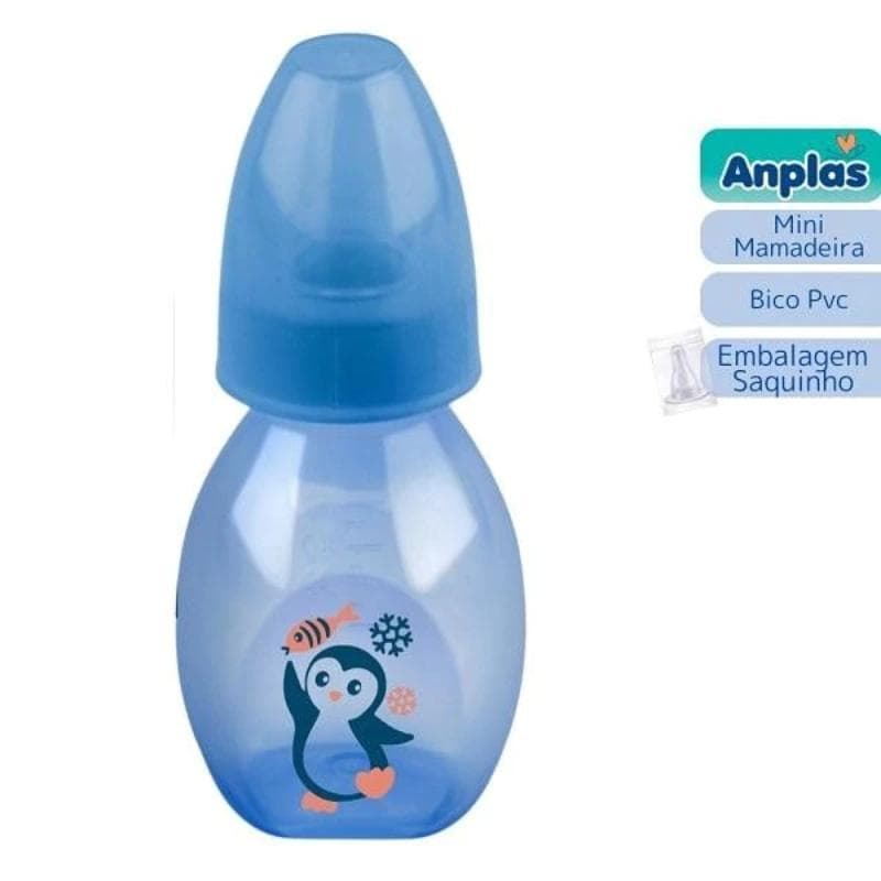 Mamadeira Bebê 60ml Azul Petita Sem BPA Bico Silicone Recém-Nascido Mini Mamadeira Anticólica Alimentação Infantil