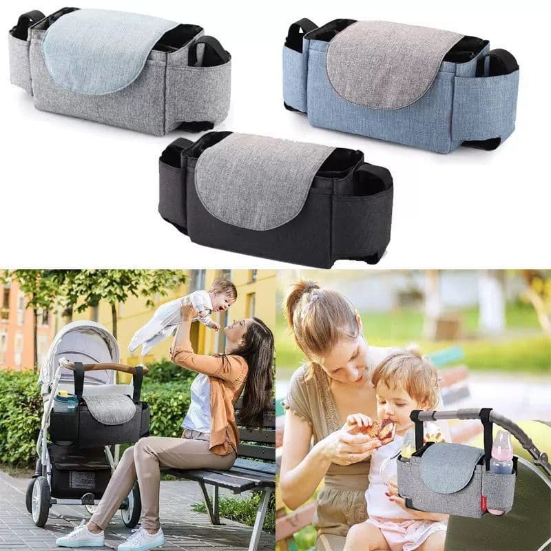Bolsa Organizadora de Pendurar Para Carrinho de Bebê com Porta Mamadeira