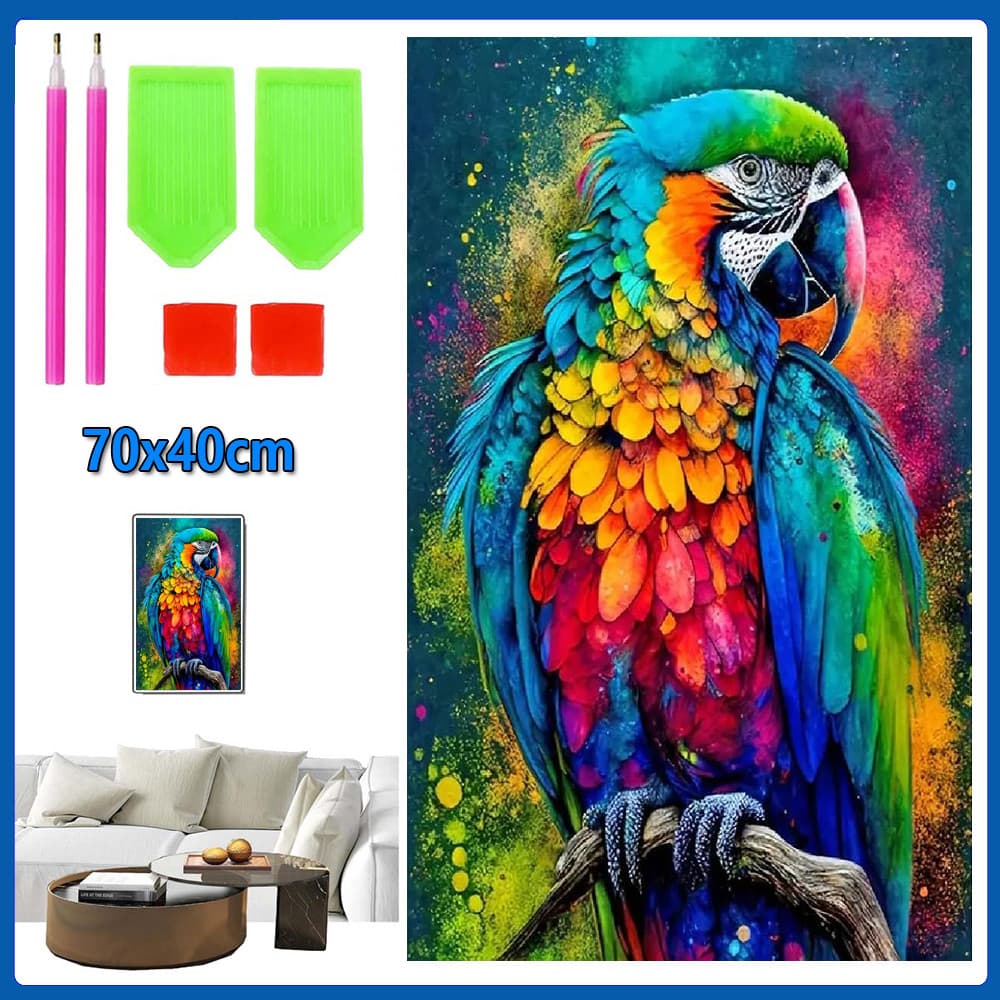 70x40cm Periquito colorido Pintura Diamante 5D Pintura de Diamante Conjunto De Pintura Conto De Quadrado 5D Kits