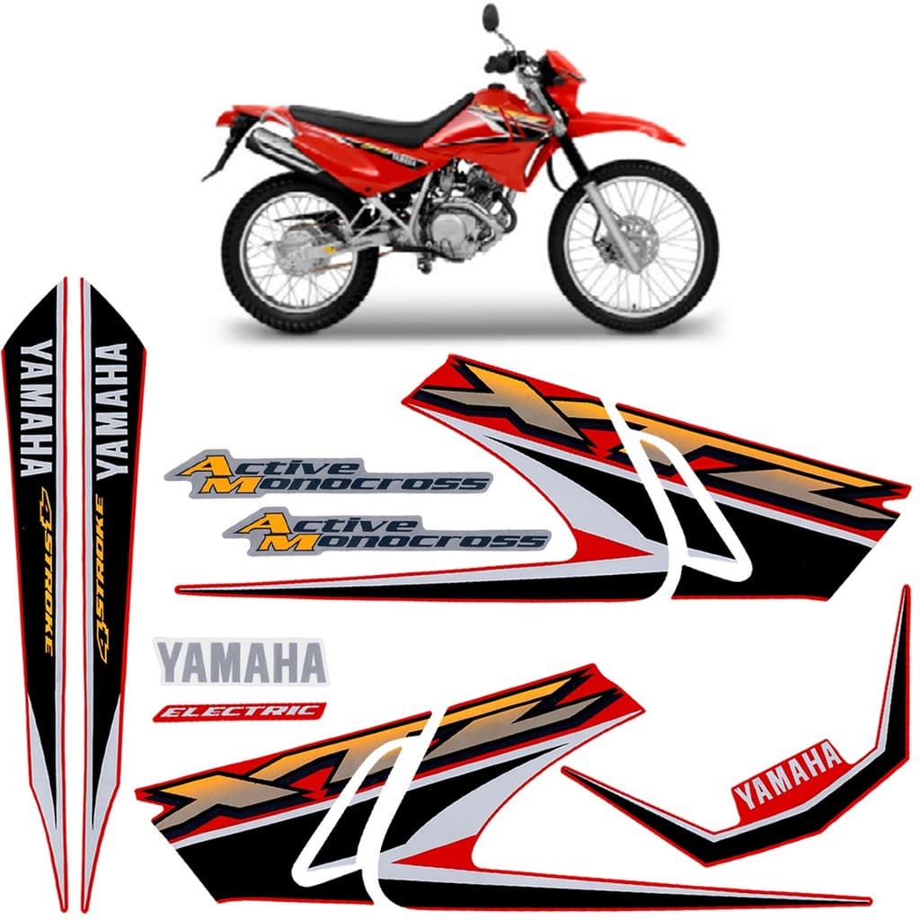 Adesivo para moto Cartela de Adesivo Faixas Carenagem Fixação Moto Yamaha Xtz 125 Vermelha 2003