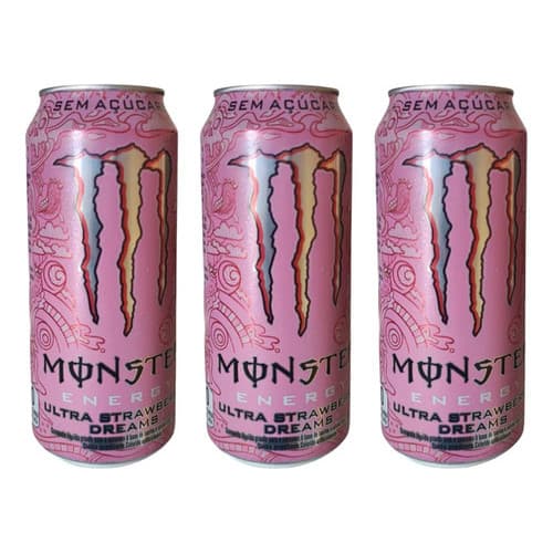 Kit 3 Energético Monster Ultra Strawberry Dream 473ml Zero