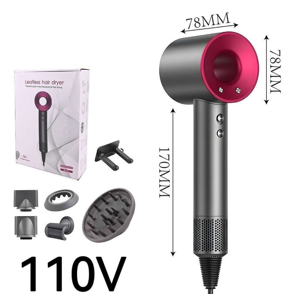 Secador de Cabelo Iônico Profissional 110V Secagem Rápida Ar Quente e Frio com 5 Bocais Antifrizz Alta Potência