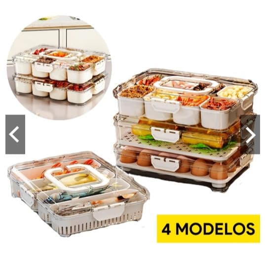 Organizador de Geladeira Multiuso Cesto Com Tampa Cozinha Alimentos Verduras e Vegetais Hermético