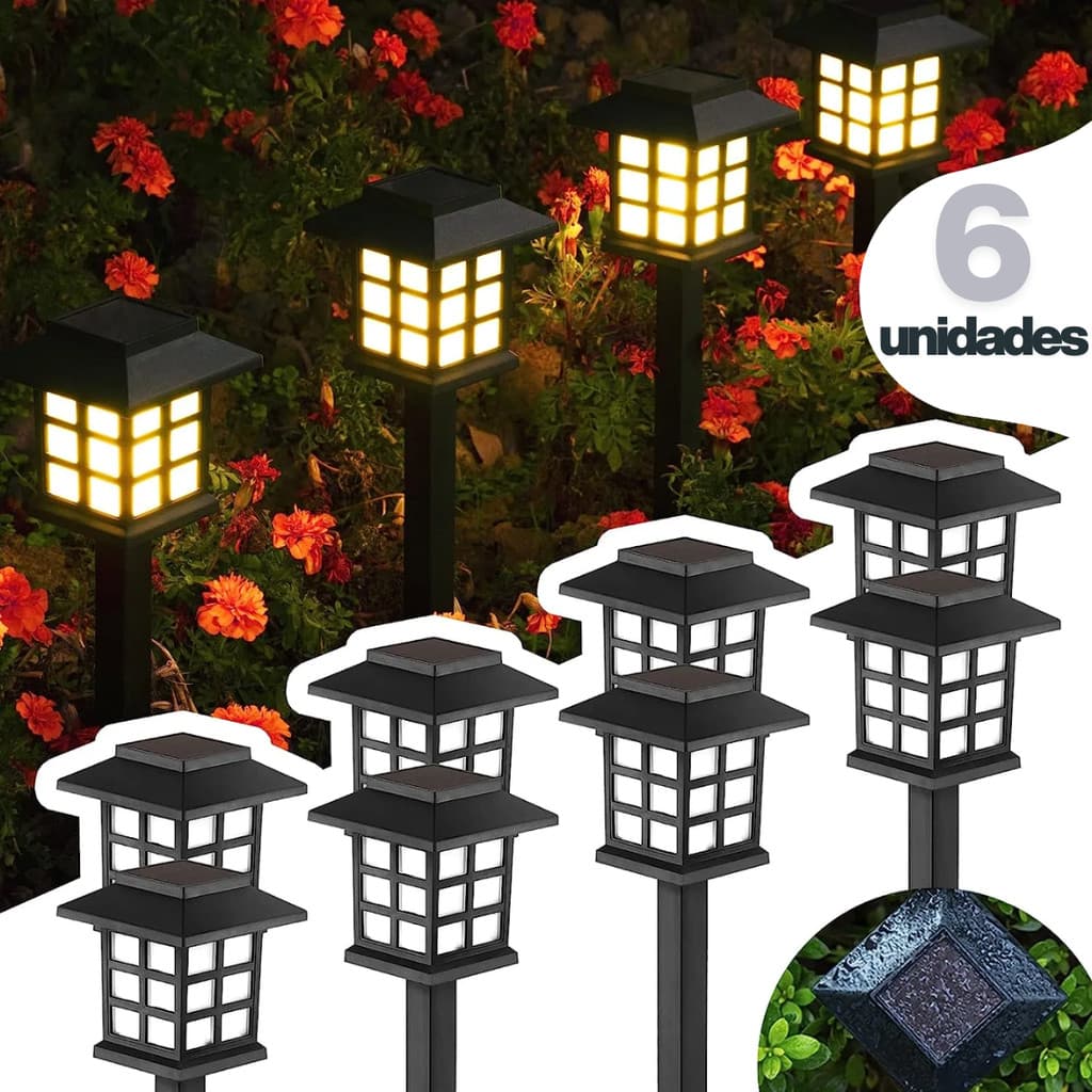 Luminaria Solar Espeto de Jardim Led Decoração Cazinha Recarregavel no Sol