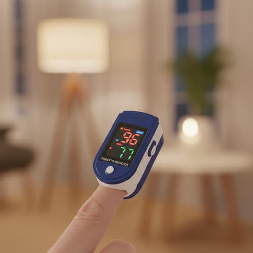 Oxímetro Digital de Pulso para Dedo Medidor de Oxigênio e Batimentos Cardíacos Azul e Branco