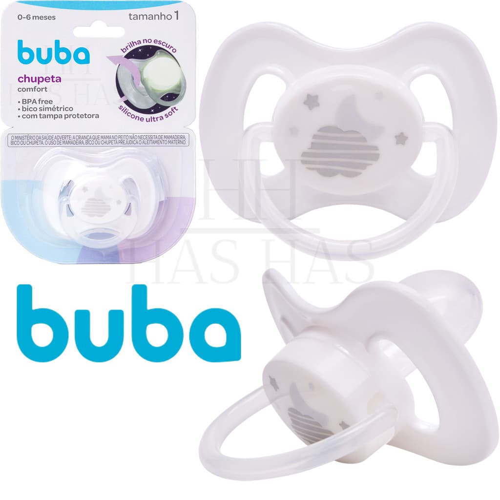 Chupeta Silicone Confort Ultra Soft +0 Meses Tamanho 1 e 2 Recém Nascido Bebe Bico Cinza Buba