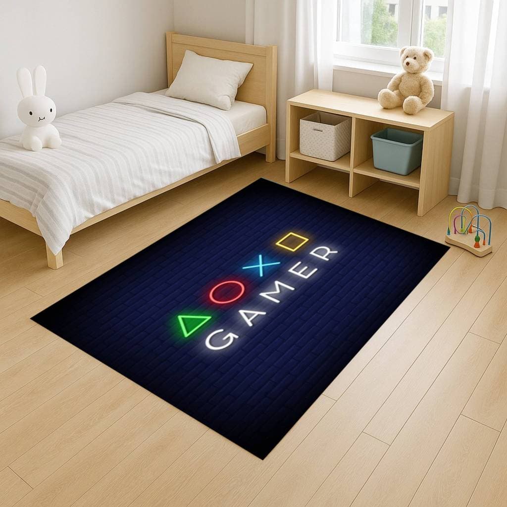 Tapete Retangular 100x140 Antiderrapante Gamer Jogos Tapete Infantil Criança Família Quarto Sala Decoração Divertido